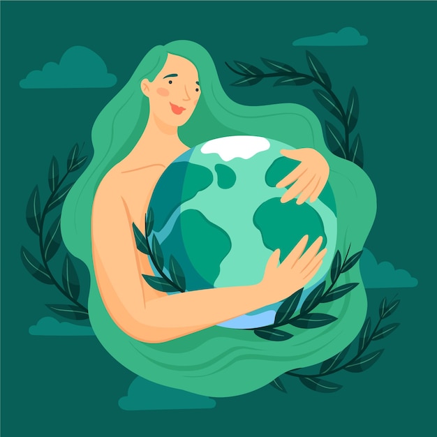 Бесплатное векторное изображение Нарисованная рукой иллюстрация дня матери-земли