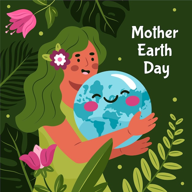 Hand drawn mother earth day illustration