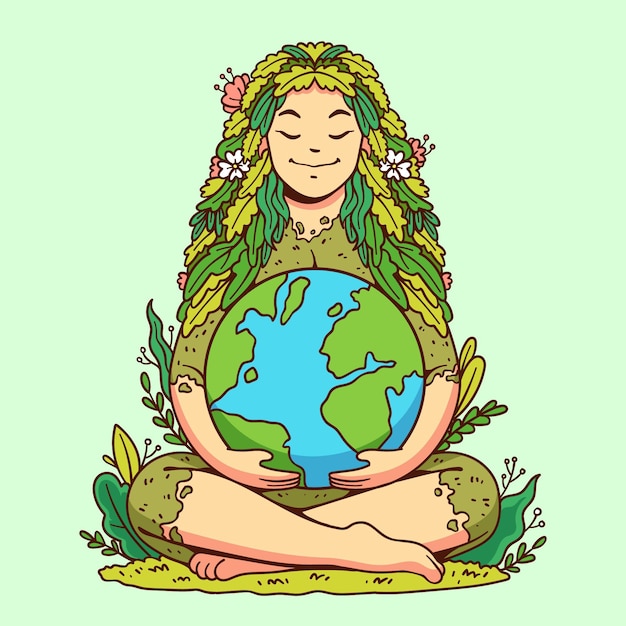 Hand drawn mother earth day illustration
