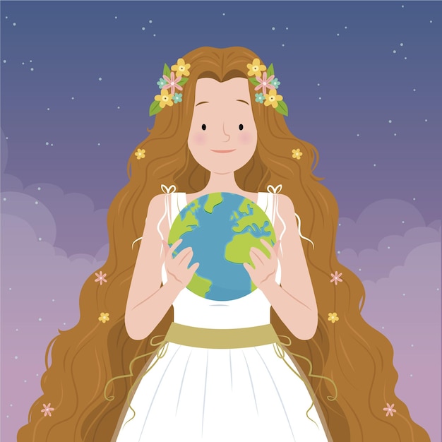 Hand drawn mother earth day illustration