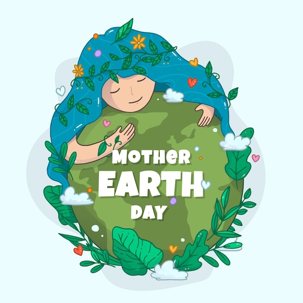 Нарисованная рукой иллюстрация дня матери-земли