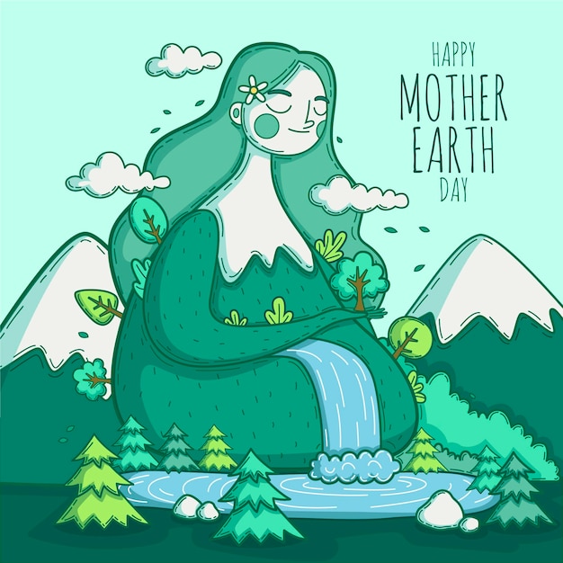 Hand drawn mother earth day illustration