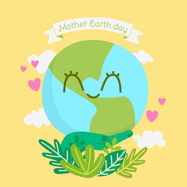 手描きの母なる地球の日のテーマ