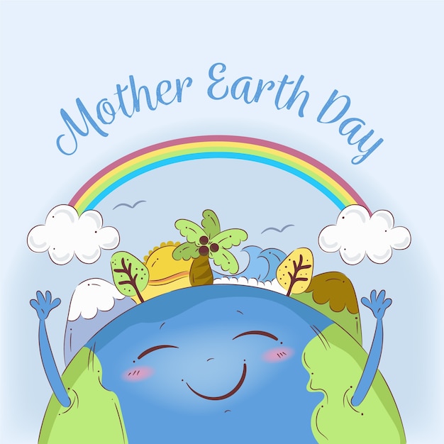 Hand-drawn mother earth day theme