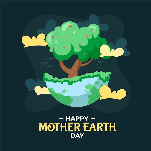 Free vector hand drawn mother earth day with tree illustration