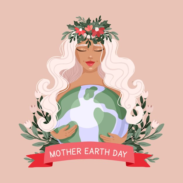 Hand drawn mother earth day