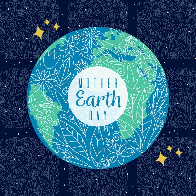 Hand Drawn Mother Earth Day Vector Templates – Free Download