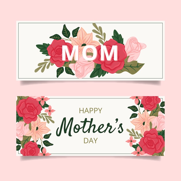 Hand drawn mother's day banners pack