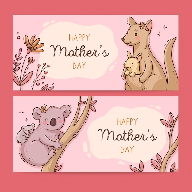 Free vector hand drawn mother's day banners set