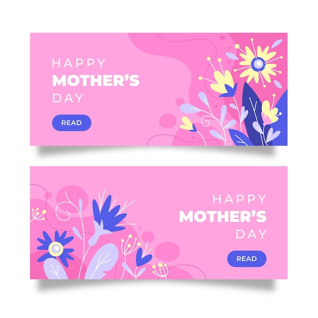 Hand drawn mother's day banners set