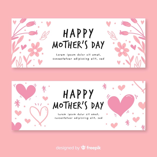 Hand drawn mother's day banners