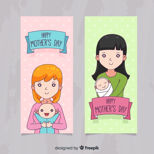 hand drawn mother's day banners