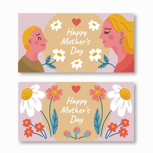 Hand drawn mother's day banners