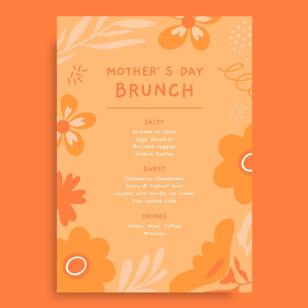 Hand drawn mother's day brunch menu