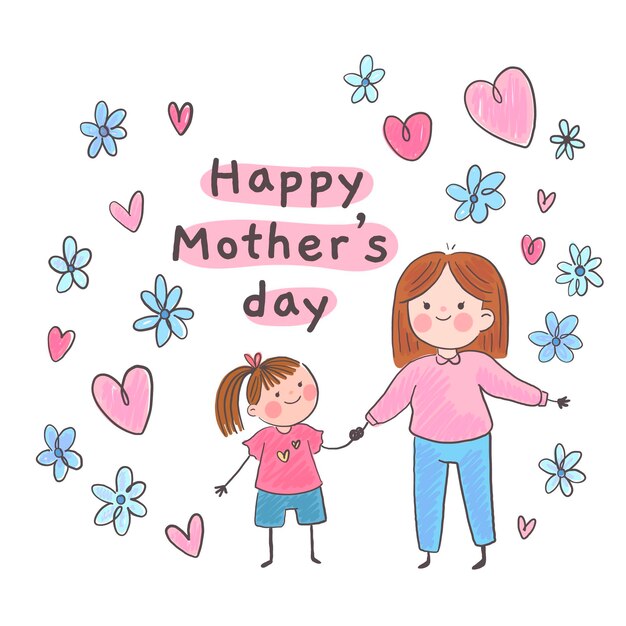 Hand drawn mother's day illustration