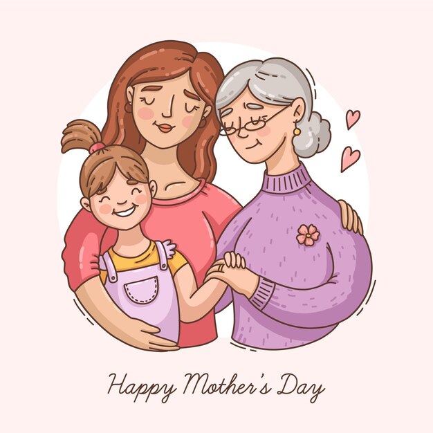 Hand drawn mother's day illustration