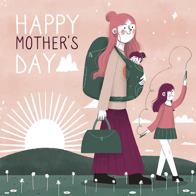 Free vector hand drawn mother's day illustration