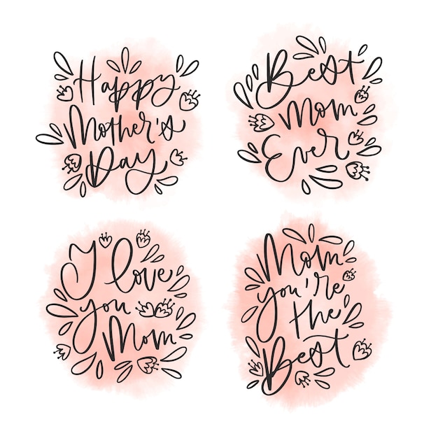 Free vector hand drawn mother's day label collection