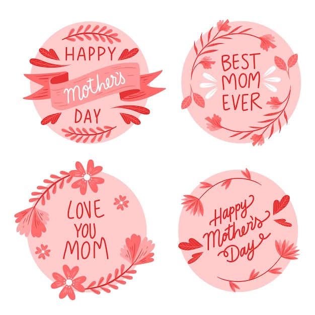 Free vector hand drawn mother's day label collection