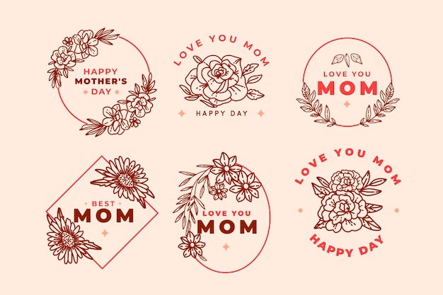 Free vector hand drawn mother's day label set