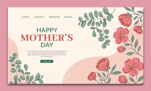 Free vector hand drawn mother's day landing page template