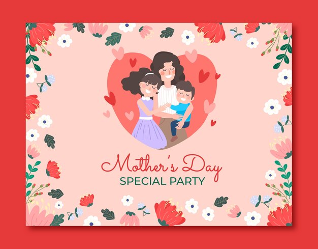 Hand drawn mother's day photocall template