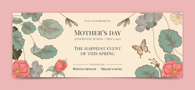 Free vector hand drawn mother's day social media cover template