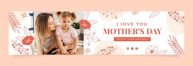 Free vector hand drawn mother's day twitch banner