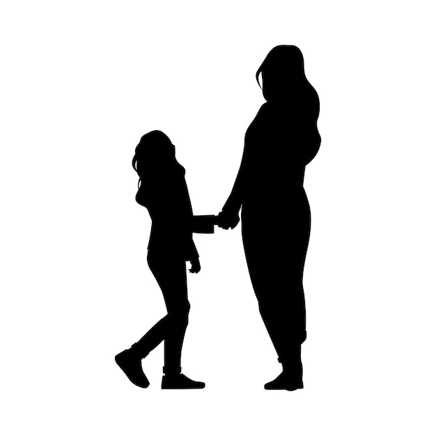 Free Vector hand drawn  mother and son silhouette
