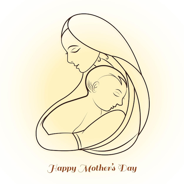 Free vector hand drawn mother with baby card design