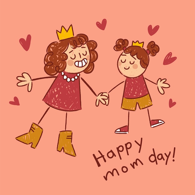 Free Vector hand drawn mothers day children drawings illustration