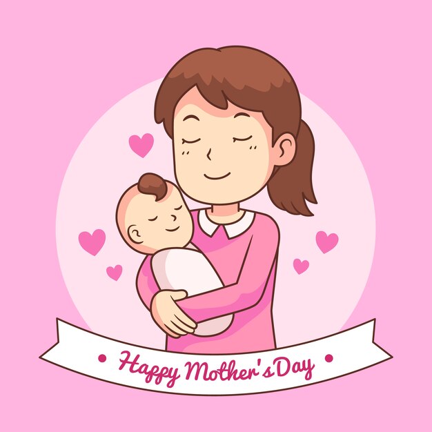 Hand drawn mothers day concept