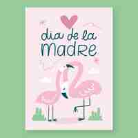 Free vector hand drawn mothers day greeting card template in spanish