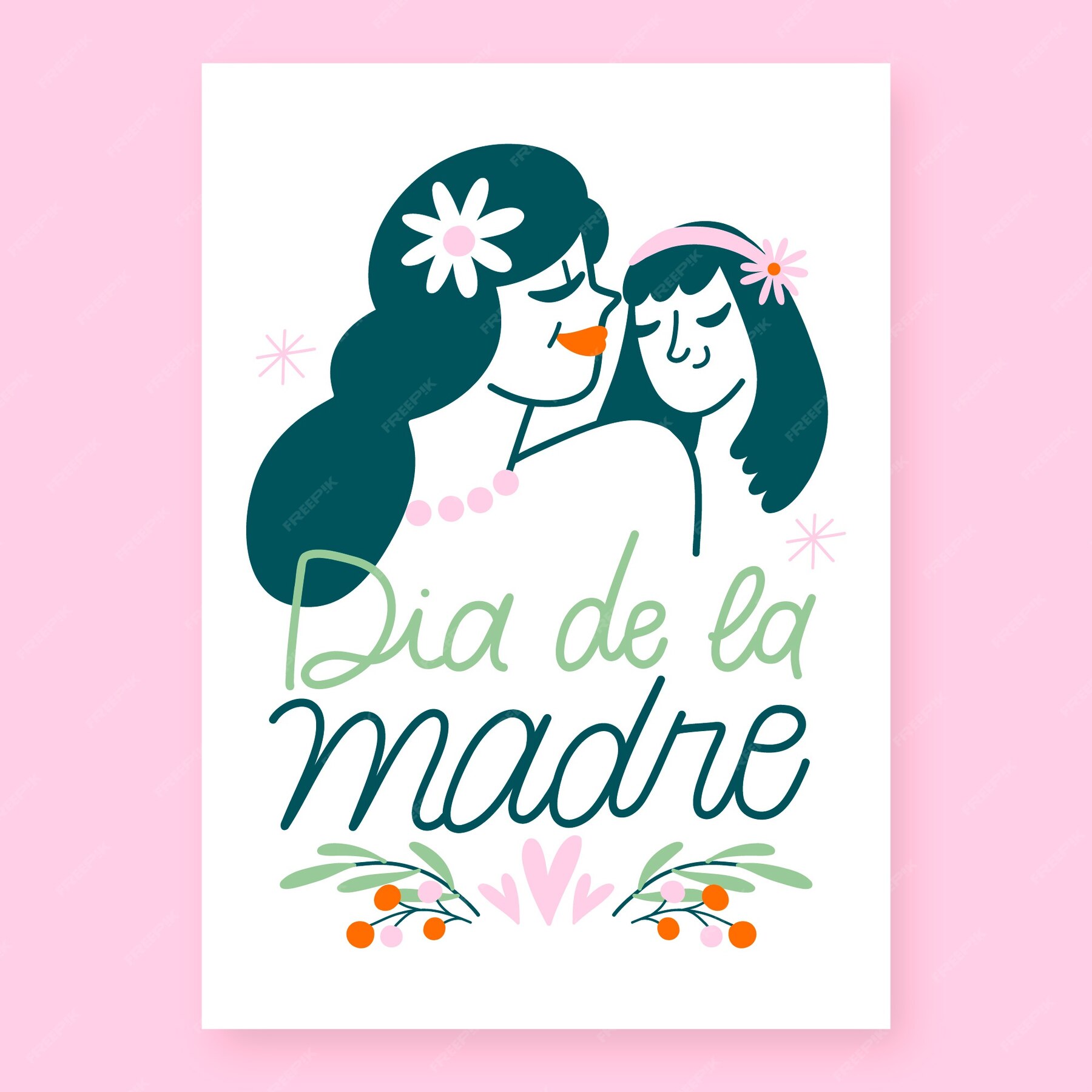 Free Vector | Hand drawn mothers day greeting card template in spanish