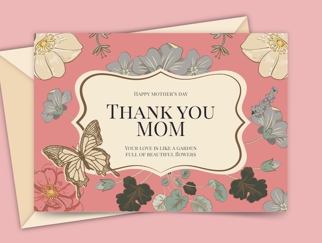 Free vector hand drawn mothers day greeting card template