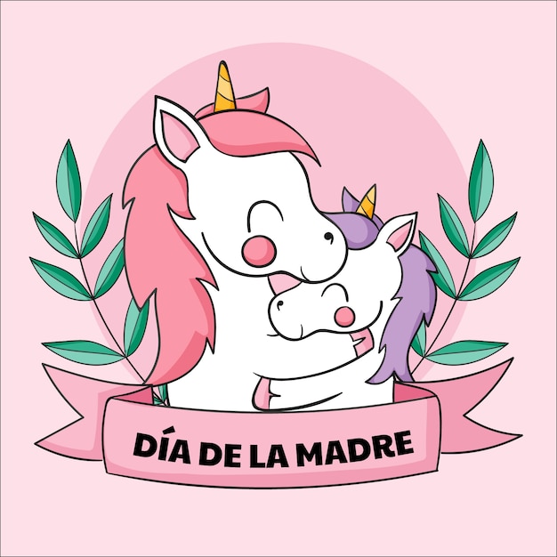 Free vector hand drawn mothers day illustration in spanish