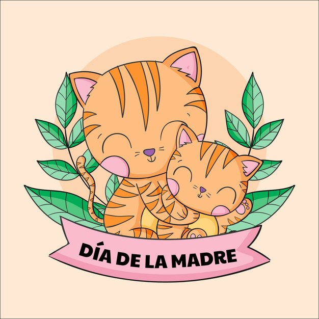 Free vector hand drawn mothers day illustration in spanish