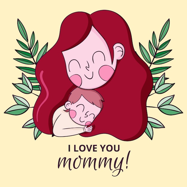 Hand drawn mothers day illustration