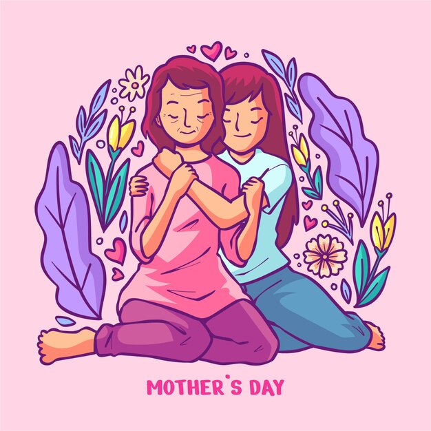 Hand drawn mothers day illustration