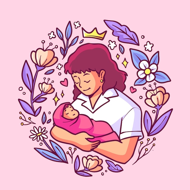 Hand drawn mothers day illustration