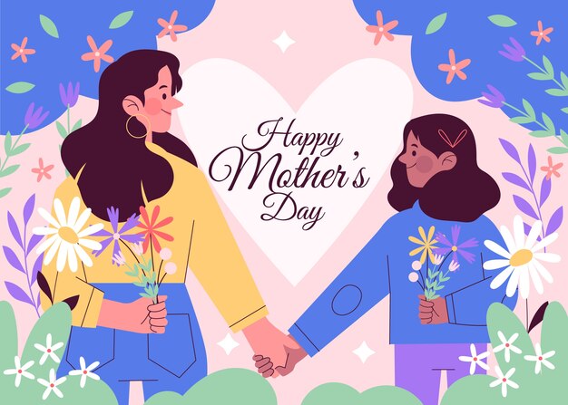 Hand drawn mothers day illustration