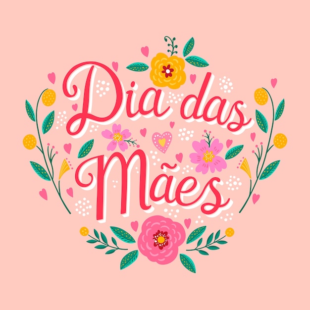 Hand drawn mothers day lettering in portuguese