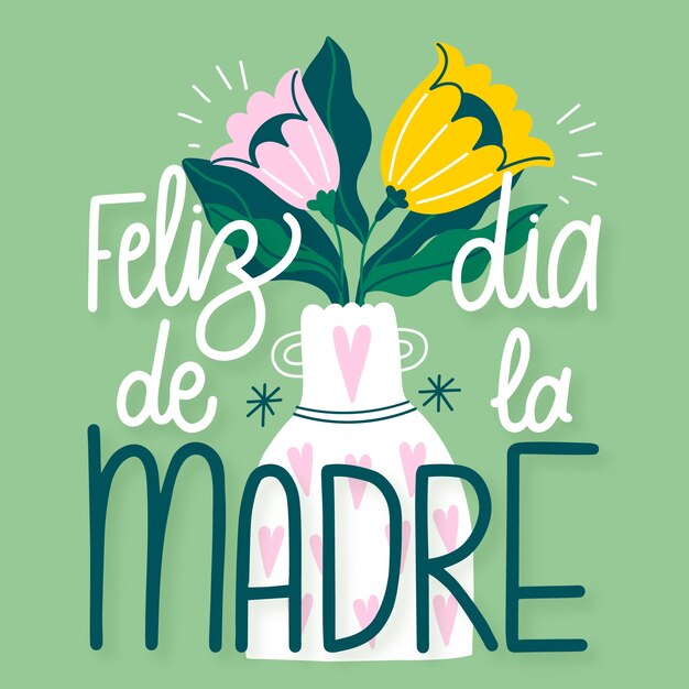 스페인어로 손으로 그린 어머니의 날 글자