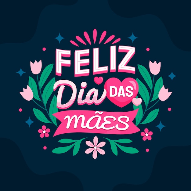 Free vector hand drawn mothers day in portuguese lettering