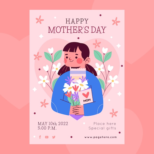 Hand drawn mothers day poster template