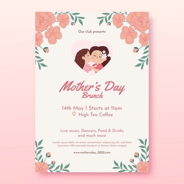 Free vector hand drawn mothers day vertical poster template