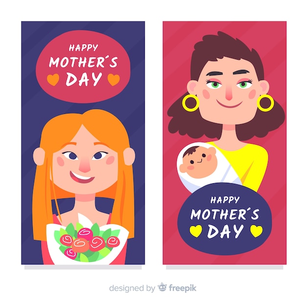 Free vector hand drawn mothers mother's day banner