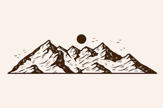 Free vector hand drawn mountain outline illustration