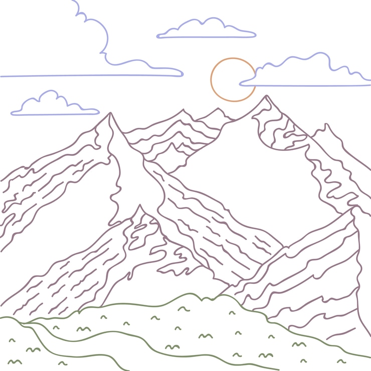 Free Vector hand drawn mountain outline illustration