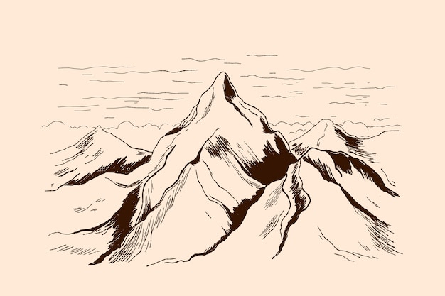 Vettore gratuito illustrazione del profilo della montagna disegnata a mano